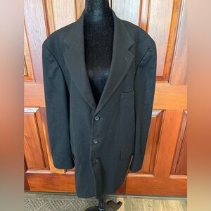 Oscar De La Renta 3 Button Wool Cashmere Blend Sports Coat 46 R Black